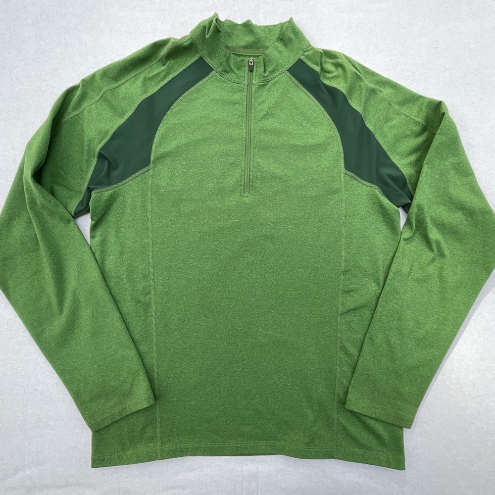 Avia Pullover Top Mens Medium Green Quarter Zip Athletic Wear Long Sleeved Shirt